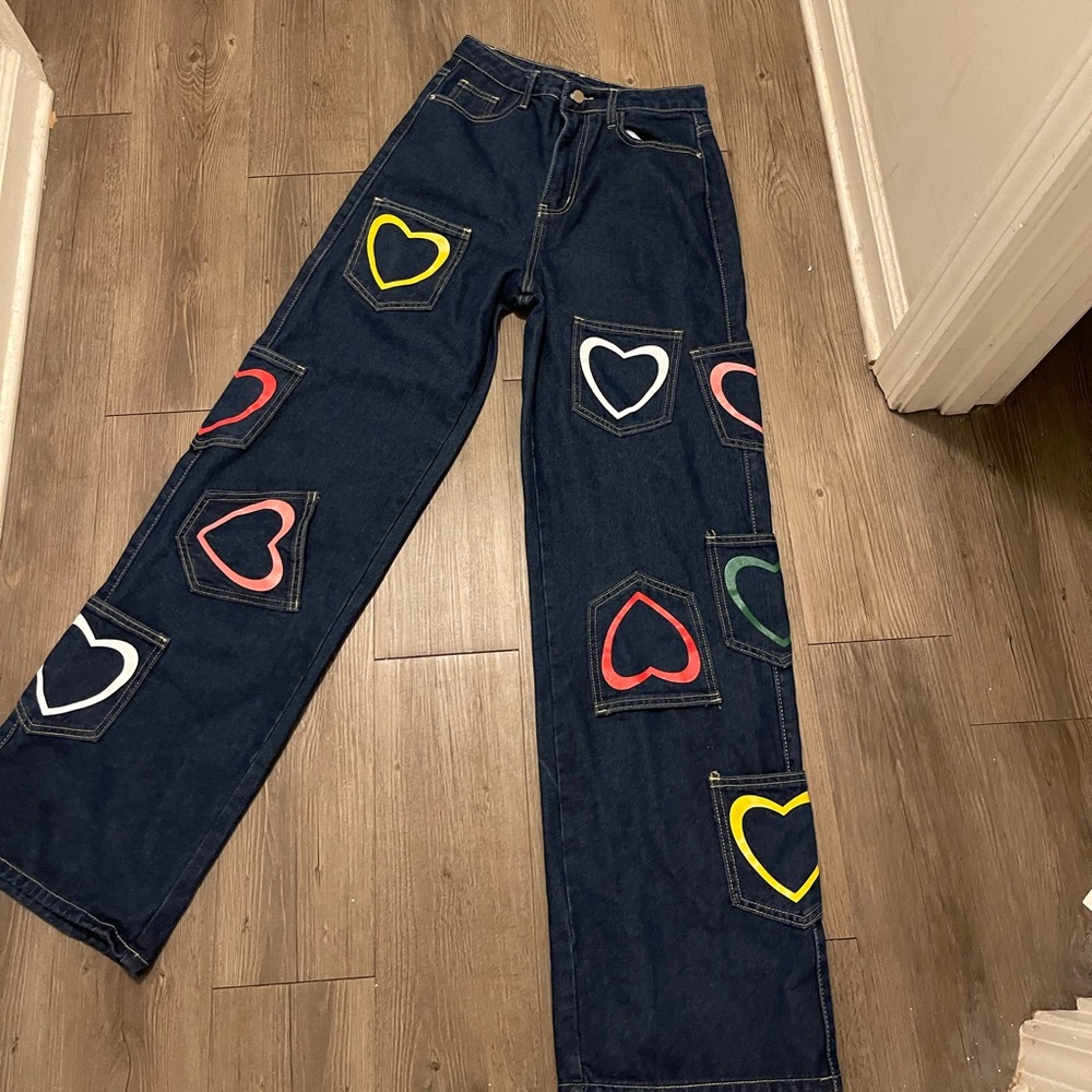 Small Oversized cargo wide leg pant colorful pockets